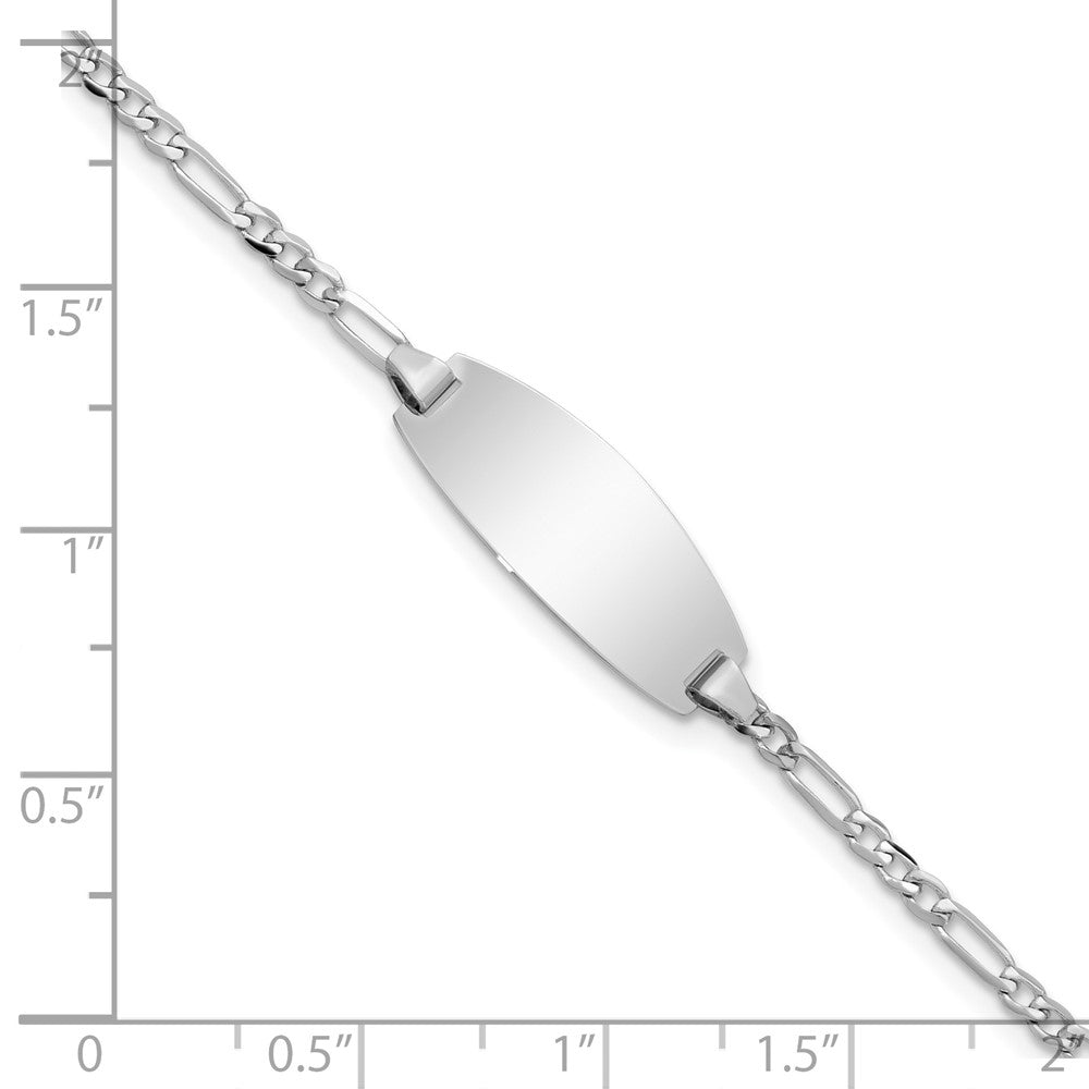 14K Weißgold Oval Figaro Id Armband