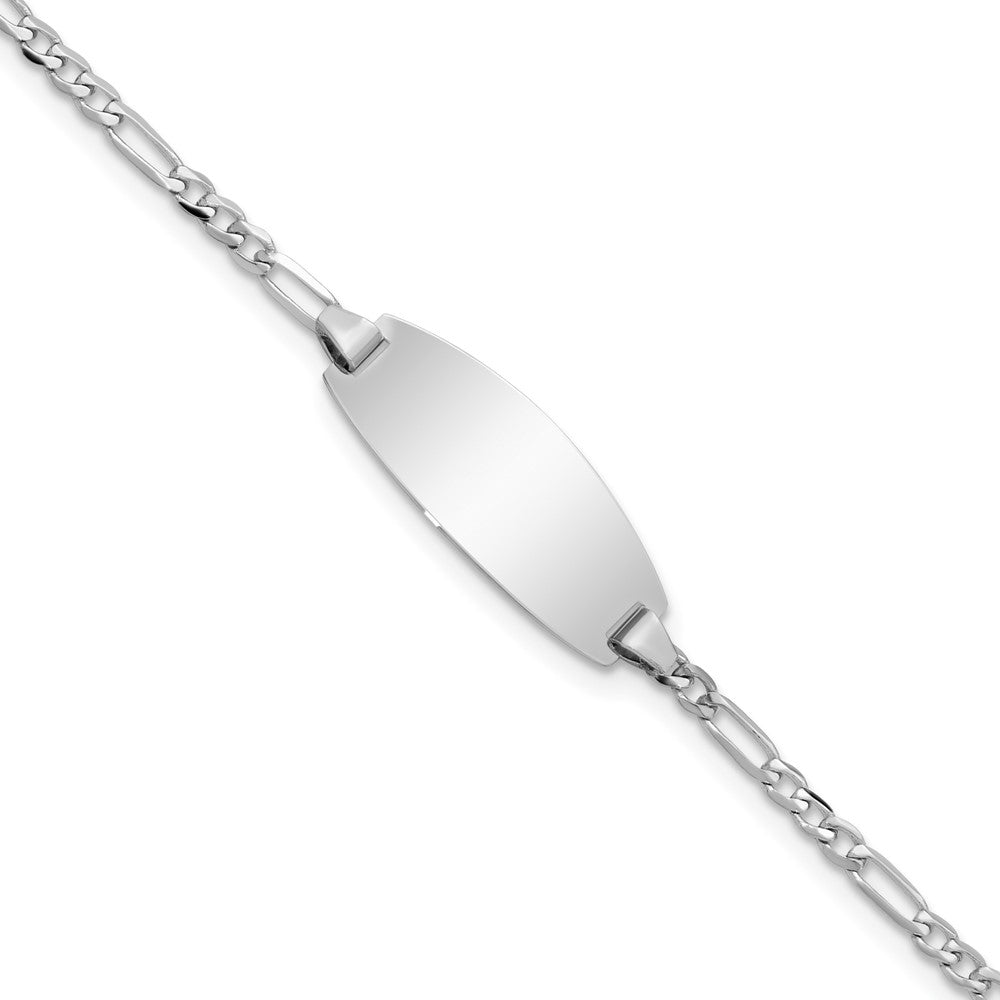 14K Weißgold Oval Figaro Id Armband