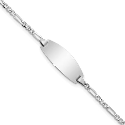 14K Weißgold Oval Figaro Id Armband