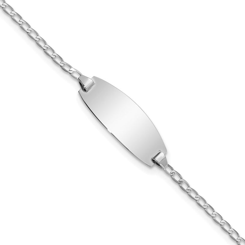 14K Weißgold Oval Panzer Id Armband