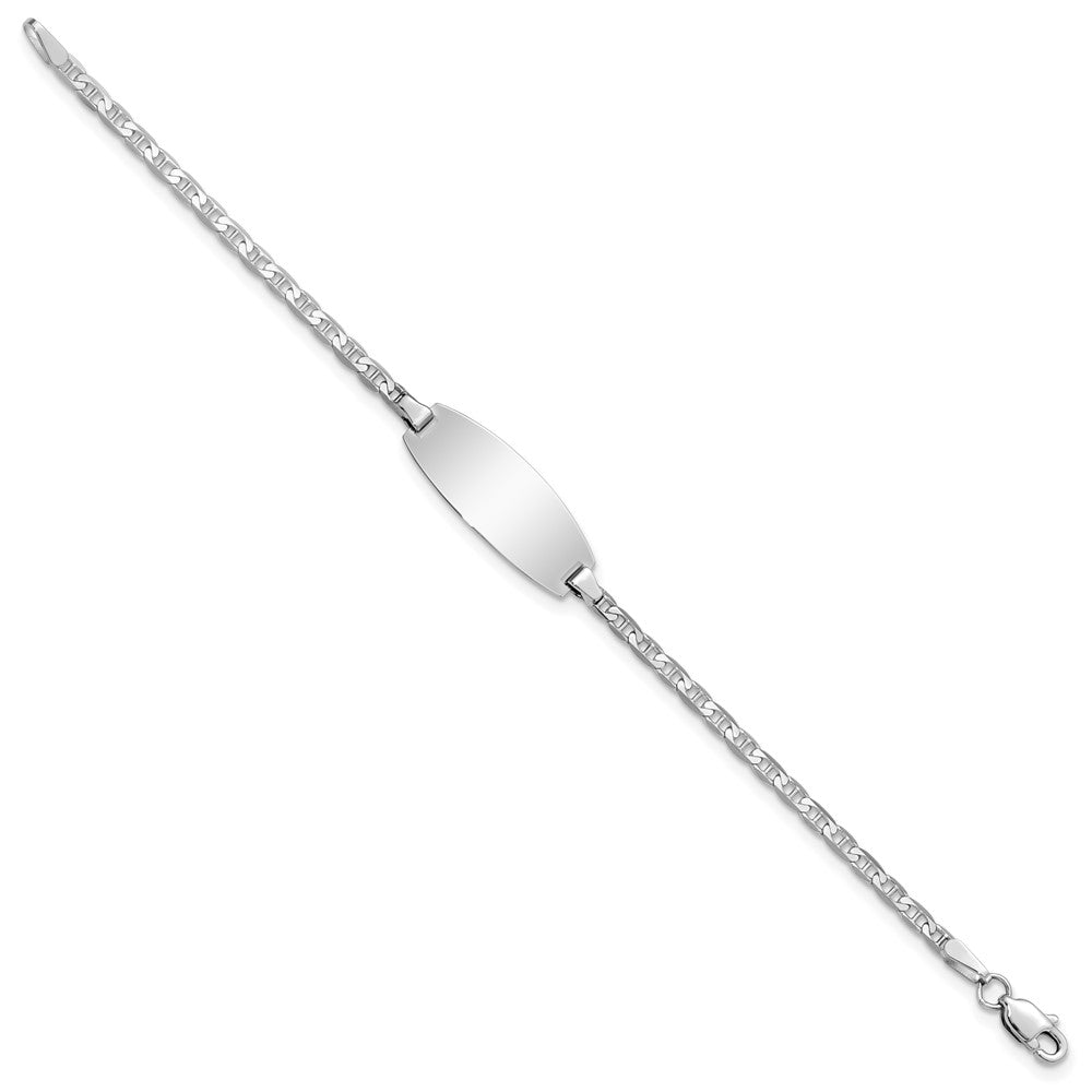 Massiv 14K Weißgold Oval Anker Id Armband