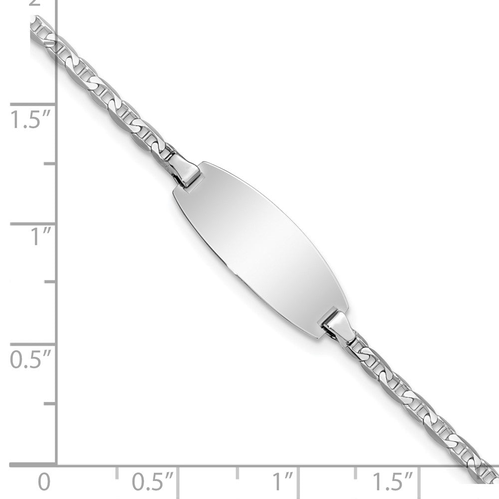 Massiv 14K Weißgold Oval Anker Id Armband