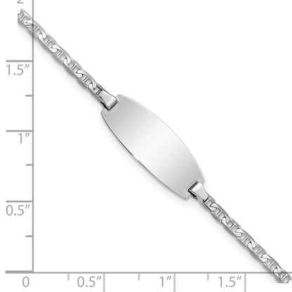 Massiv 14K Weißgold Oval Anker Id Armband