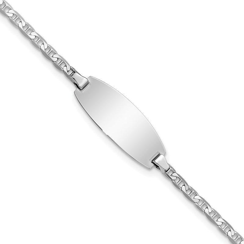 Massiv 14K Weißgold Oval Anker Id Armband