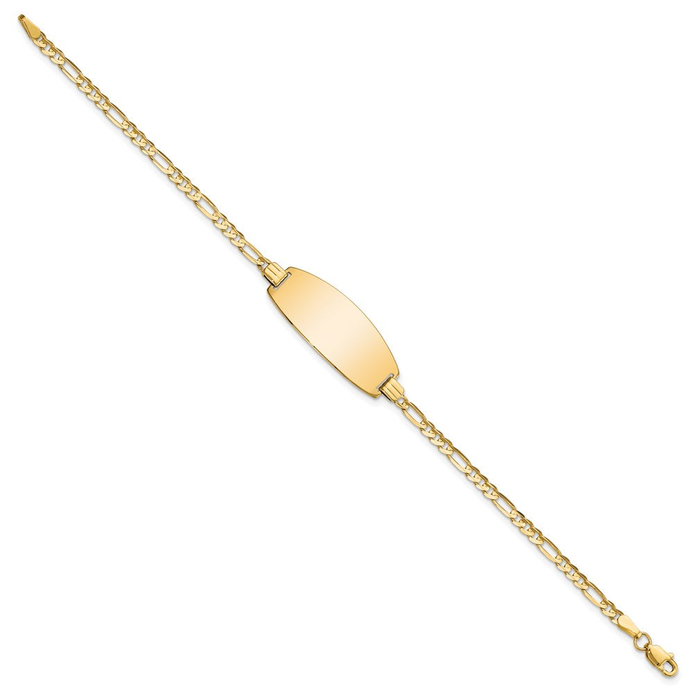 Massiv 14K Gelbgold Oval Figaro Id Armband