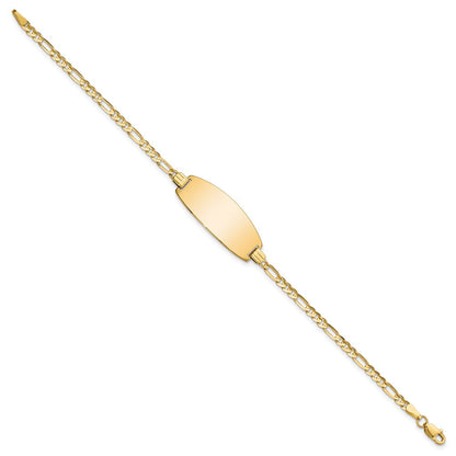 Massiv 14K Gelbgold Oval Figaro Id Armband