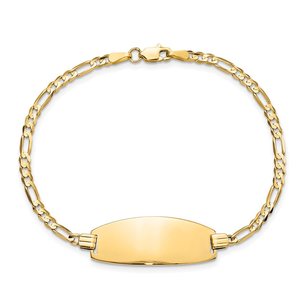 Massiv 14K Gelbgold Oval Figaro Id Armband