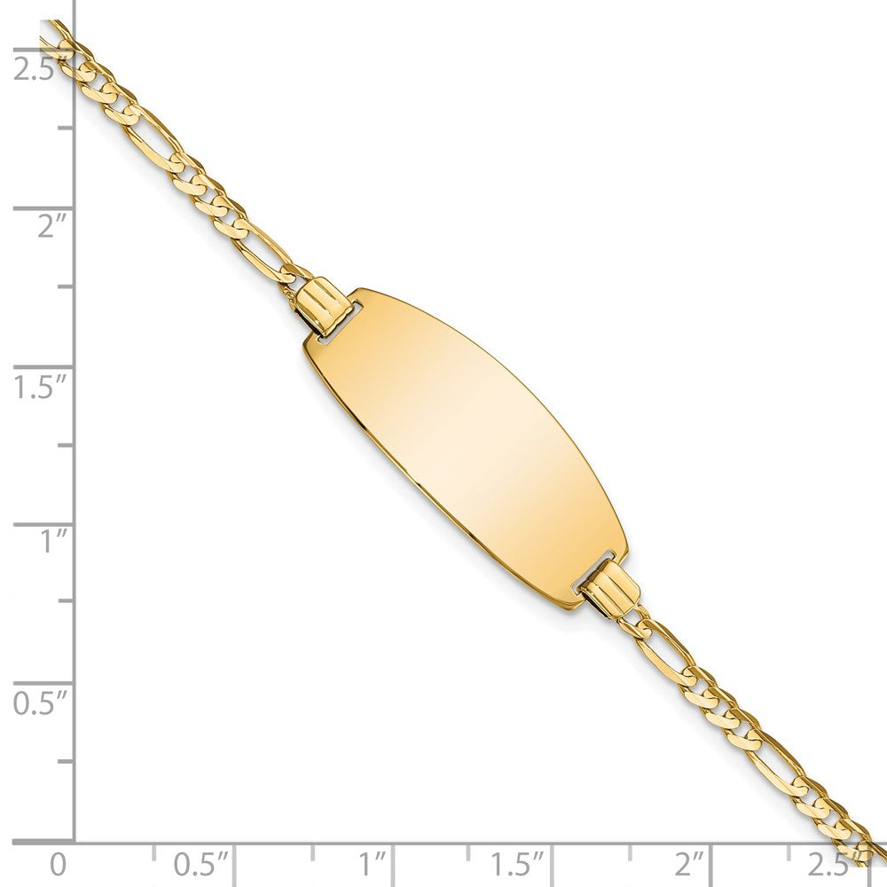 Massiv 14K Gelbgold Oval Figaro Id Armband