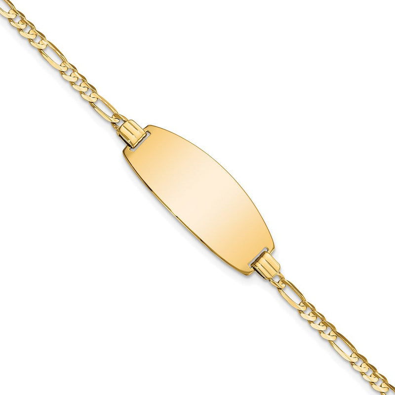 Massiv 14K Gelbgold Oval Figaro Id Armband
