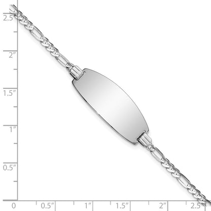 Massiv 14K Weißgold Oval Figaro Id Armband