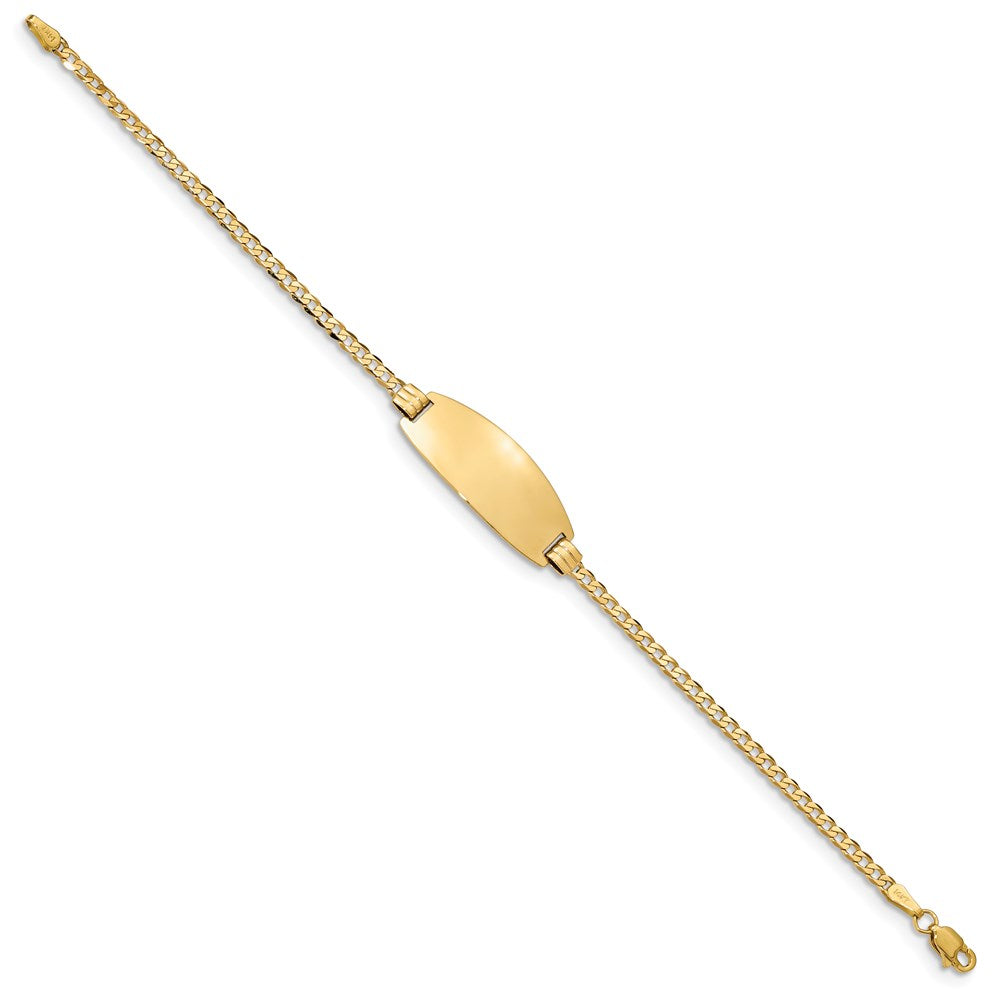 Massiv 14K Gelbgold Oval Panzer Id Armband