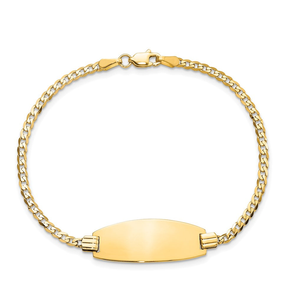 Massiv 14K Gelbgold Oval Panzer Id Armband