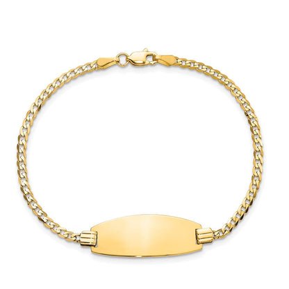 Massiv 14K Gelbgold Oval Panzer Id Armband