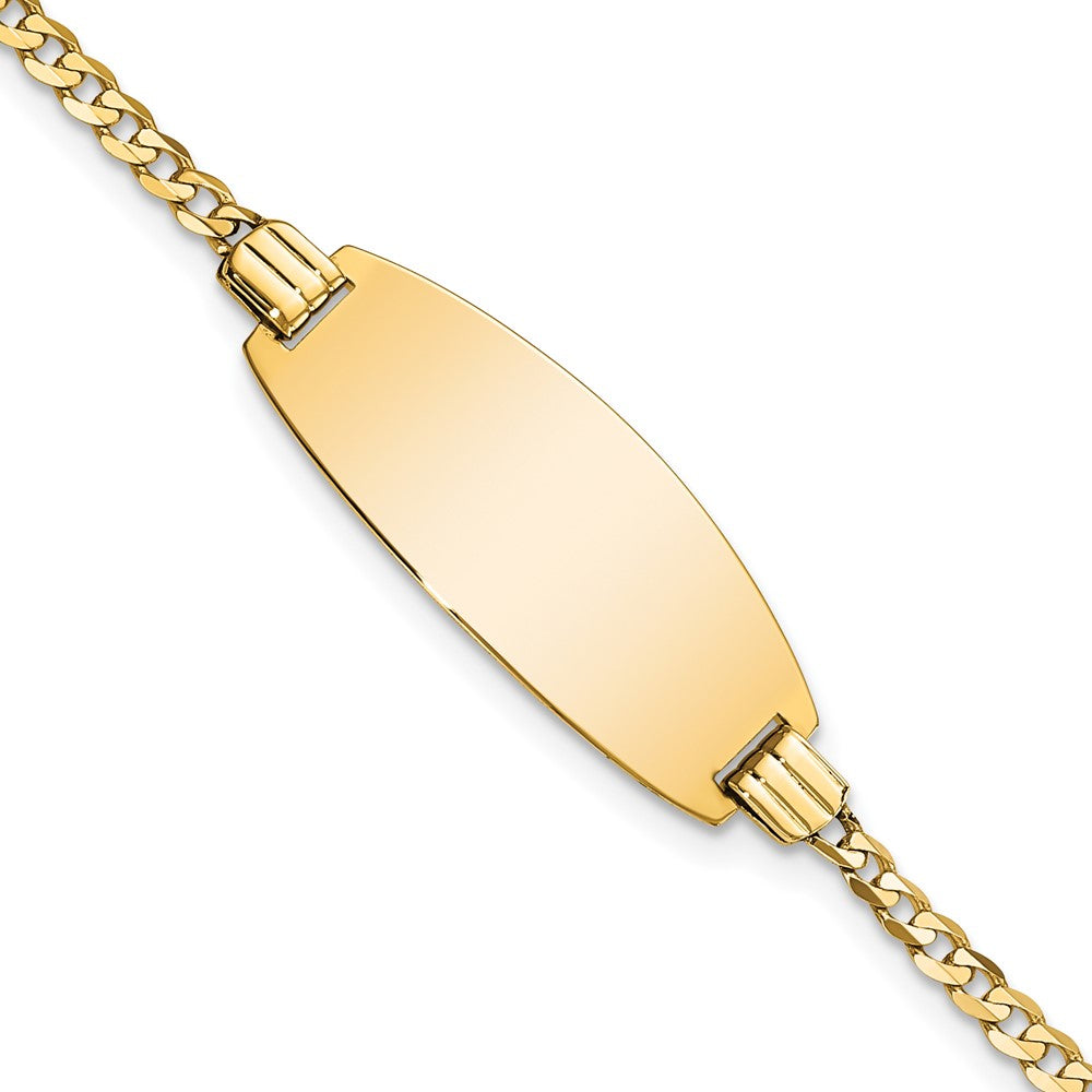 Massiv 14K Gelbgold Oval Panzer Id Armband