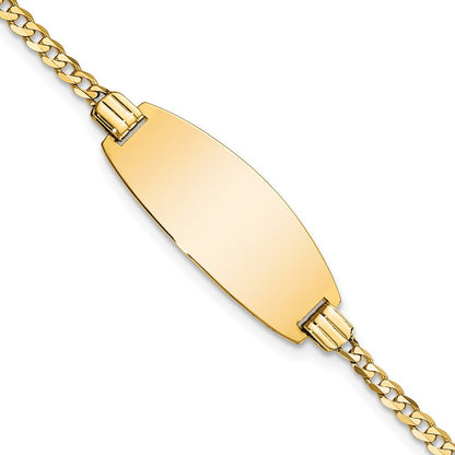 Massiv 14K Gelbgold Oval Panzer Id Armband