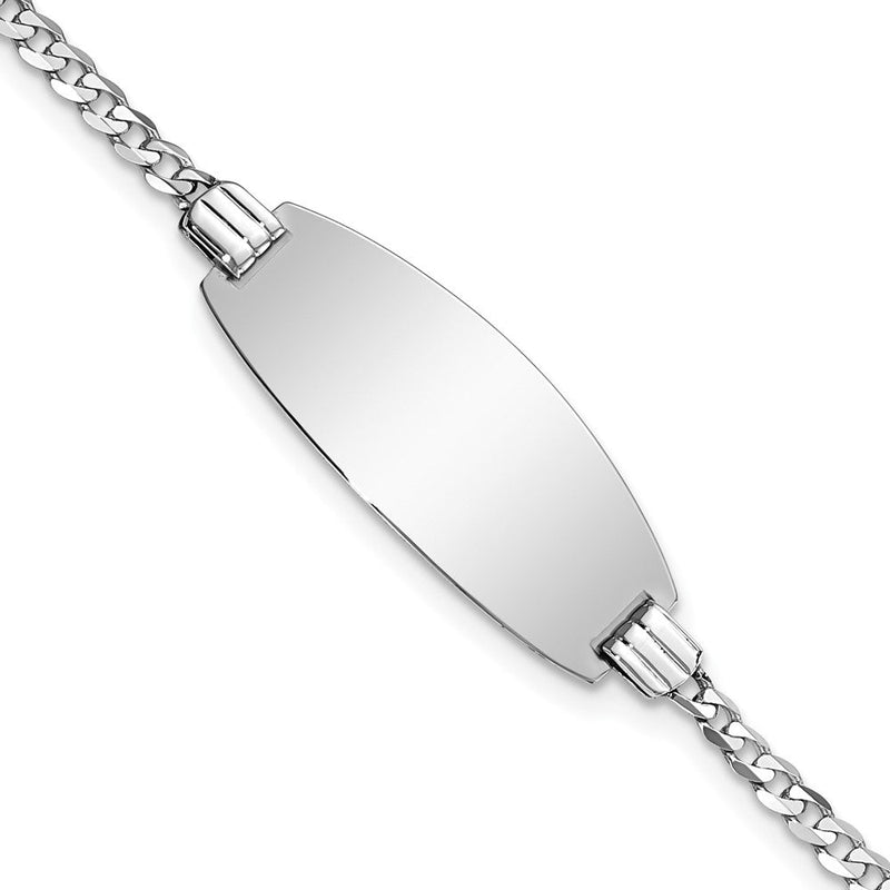 Massiv 14K Weißgold Oval Panzer Id Armband