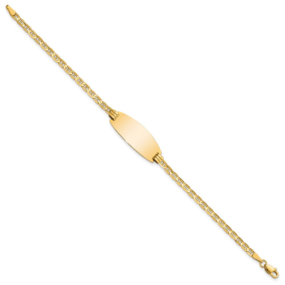 Massiv 14K Gelbgold Oval Anker Id Armband