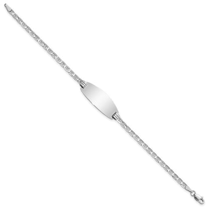 Massiv 14K Weißgold Oval Anker Id Armband