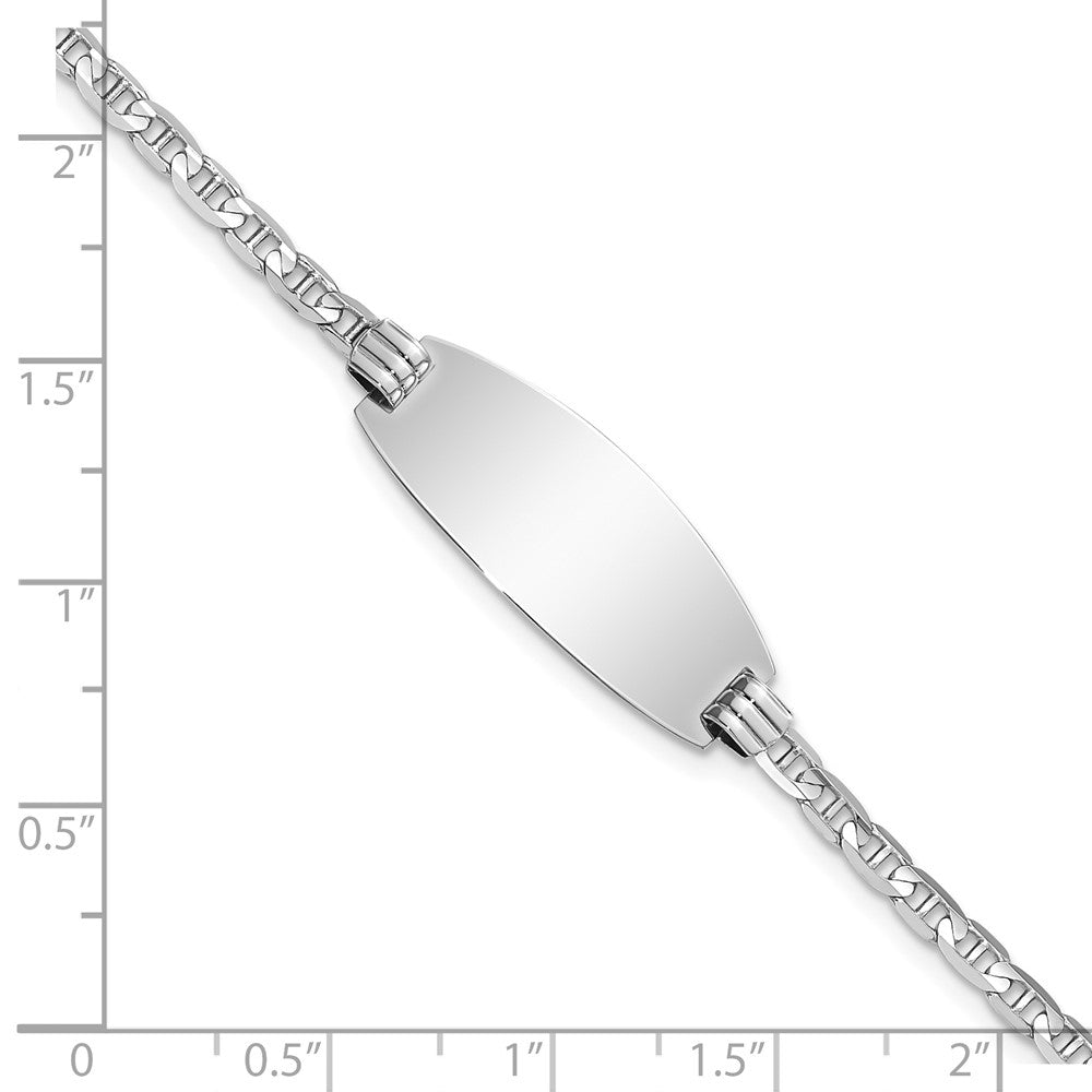Massiv 14K Weißgold Oval Anker Id Armband