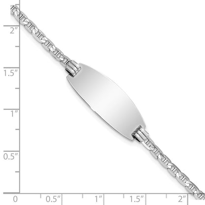 Massiv 14K Weißgold Oval Anker Id Armband