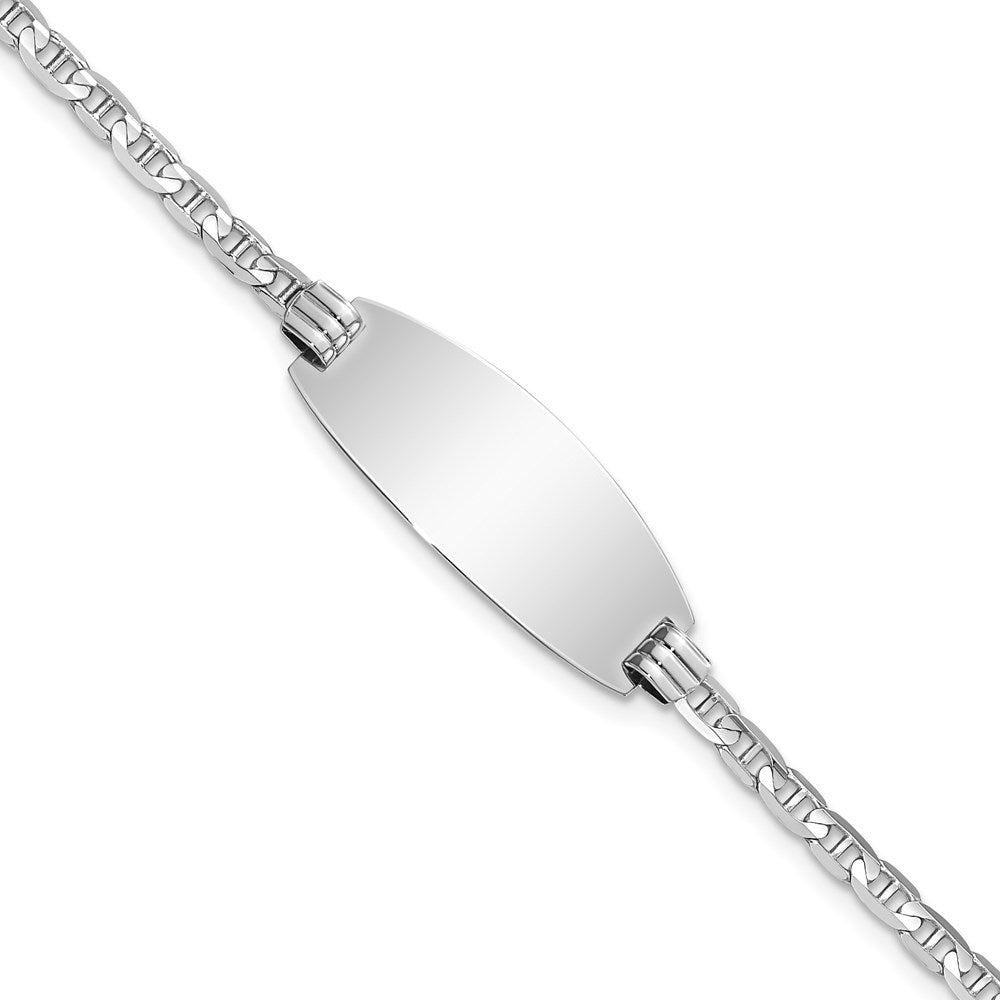 Massiv 14K Weißgold Oval Anker Id Armband