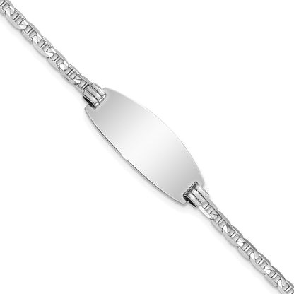 Massiv 14K Weißgold Oval Anker Id Armband