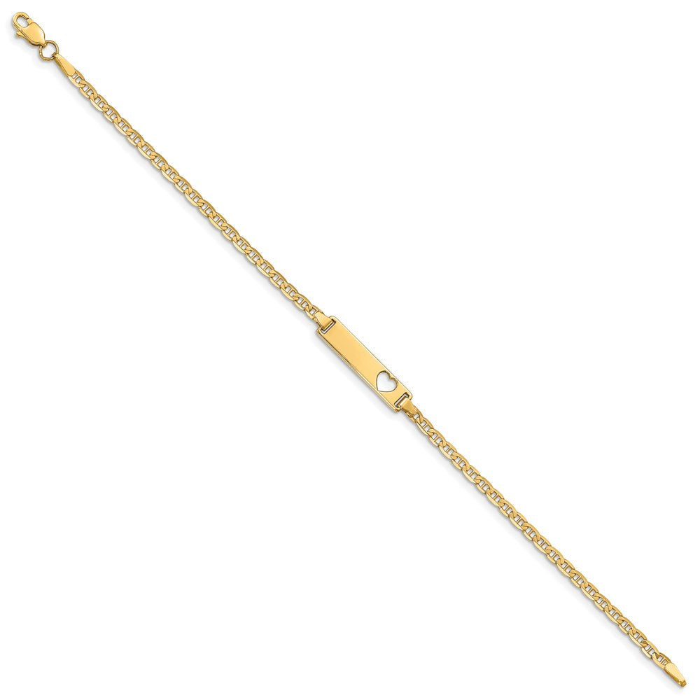 7 Zoll 14K Ausgeschnitten Herz Anker Glieder Id Armband