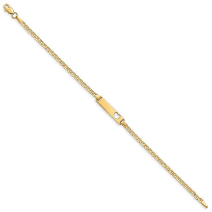 7 Zoll 14K Ausgeschnitten Herz Anker Glieder Id Armband