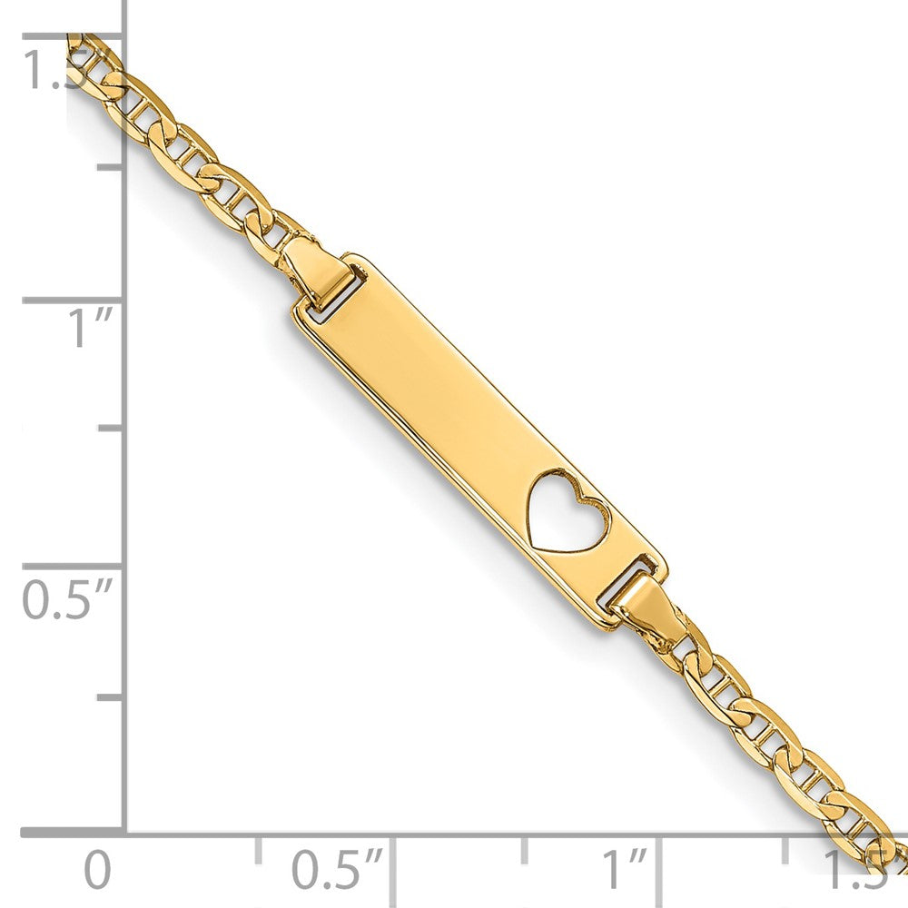 7 Zoll 14K Ausgeschnitten Herz Anker Glieder Id Armband