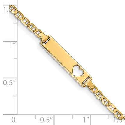 7 Zoll 14K Ausgeschnitten Herz Anker Glieder Id Armband