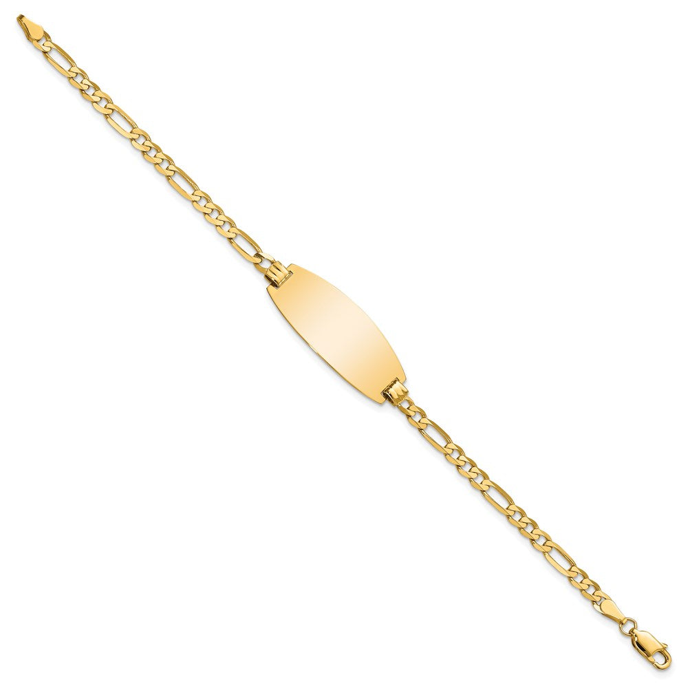 Massiv 14K Gelbgold Oval Figaro Id Armband