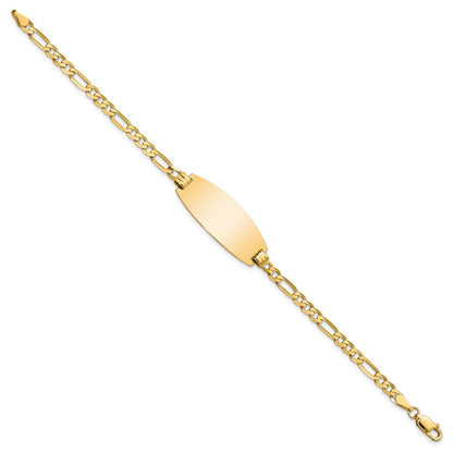 Massiv 14K Gelbgold Oval Figaro Id Armband