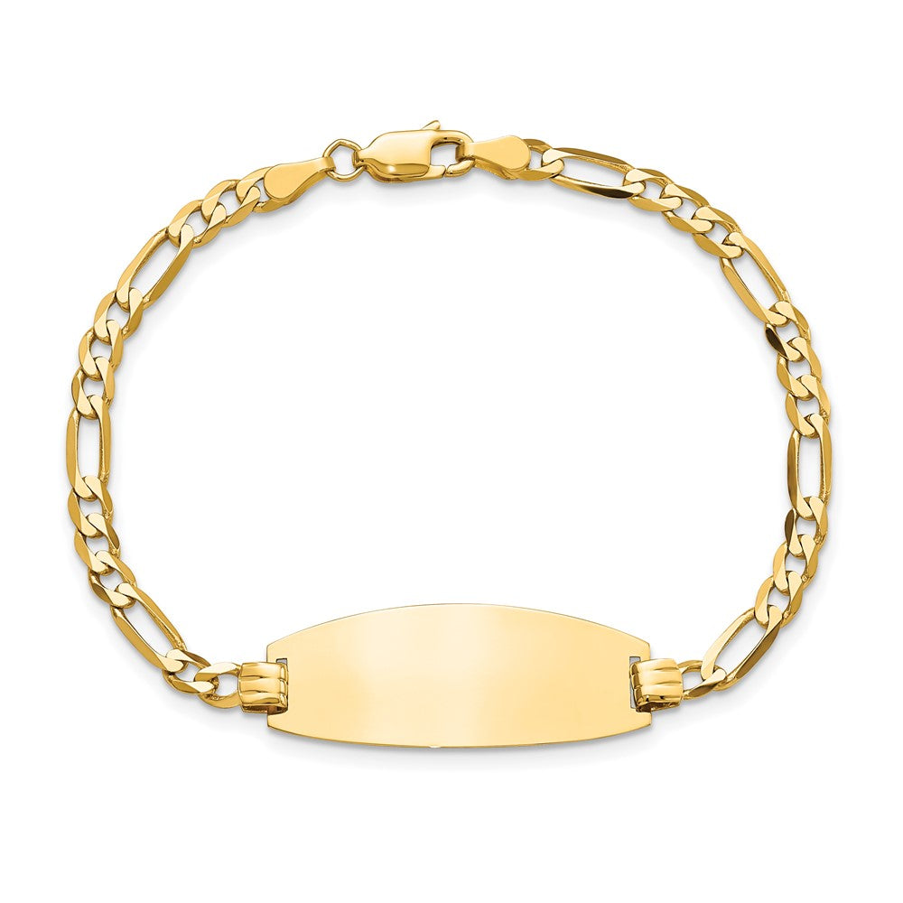 Massiv 14K Gelbgold Oval Figaro Id Armband