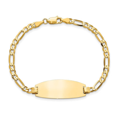 Massiv 14K Gelbgold Oval Figaro Id Armband