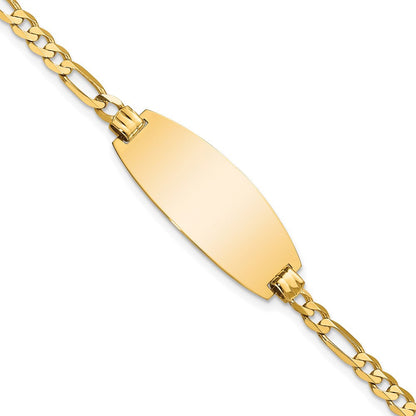 Massiv 14K Gelbgold Oval Figaro Id Armband