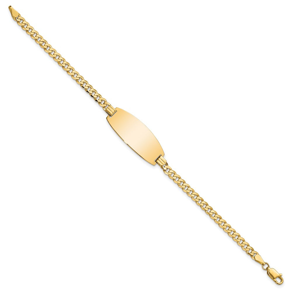 Massiv 14K Gelbgold Oval Panzer Id Armband