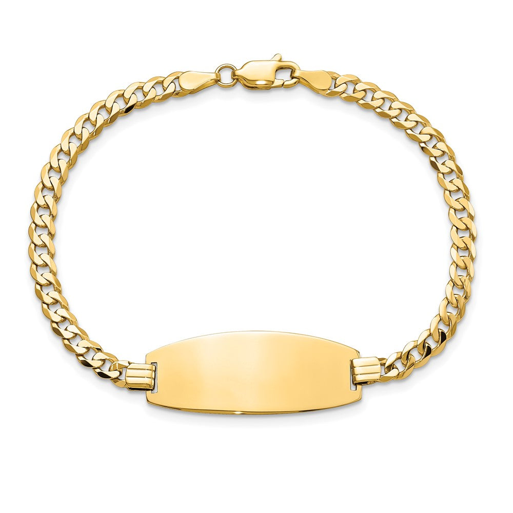 Massiv 14K Gelbgold Oval Panzer Id Armband