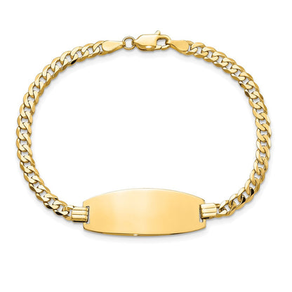 Massiv 14K Gelbgold Oval Panzer Id Armband