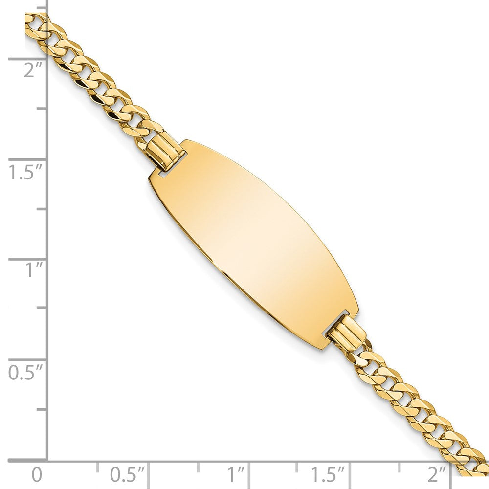 Massiv 14K Gelbgold Oval Panzer Id Armband