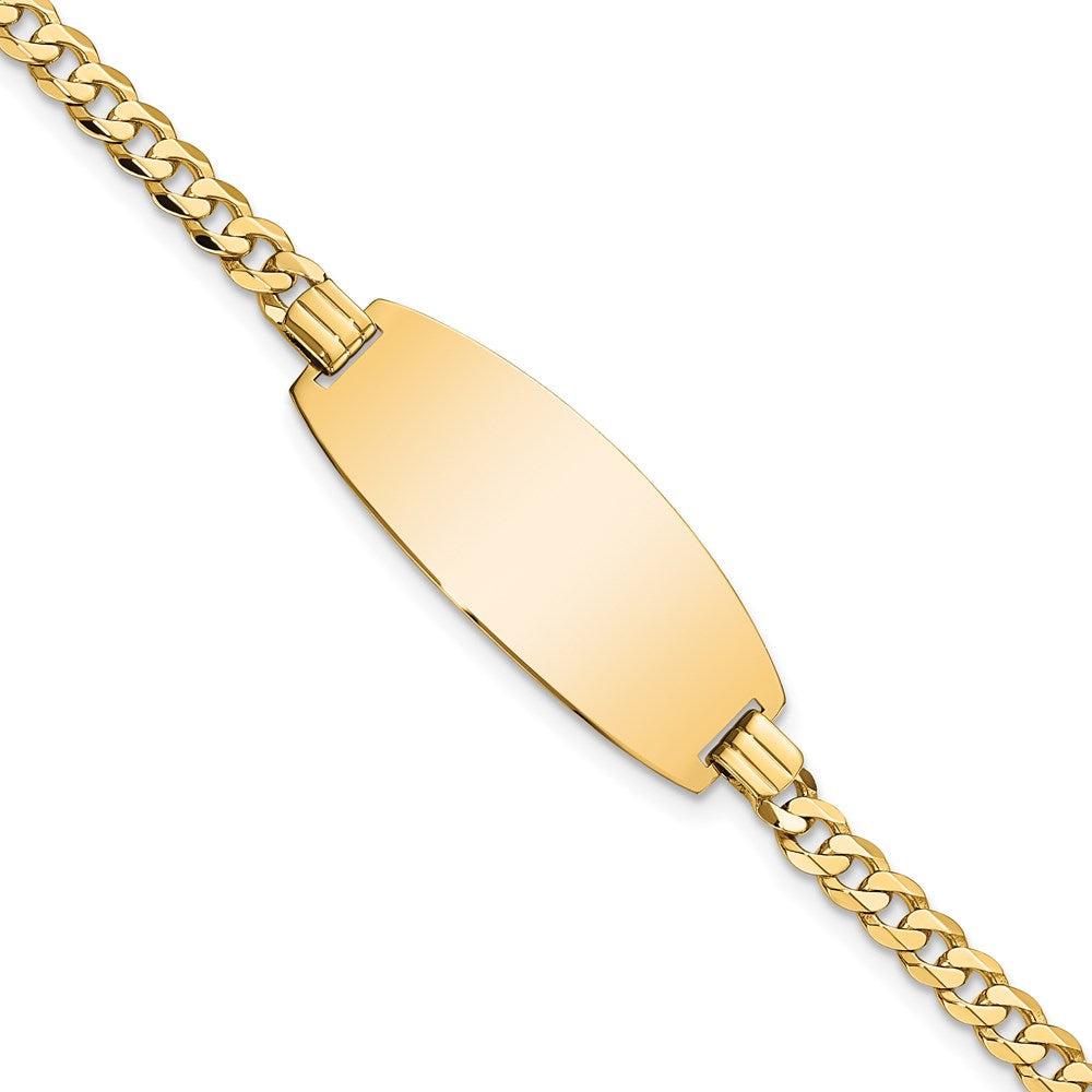 Massiv 14K Gelbgold Oval Panzer Id Armband