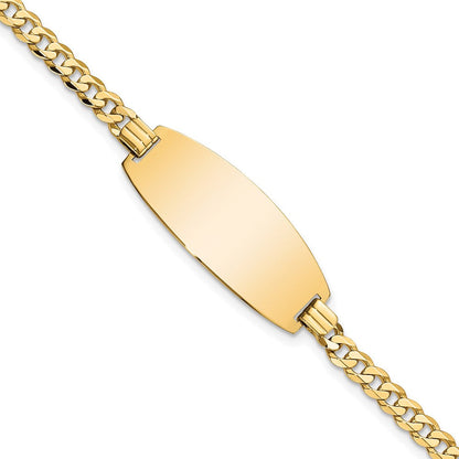 Massiv 14K Gelbgold Oval Panzer Id Armband