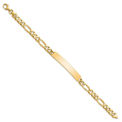 14K Gelbgold Hand Poliert Massiv Kette/solid Platte Figaro Glieder 44x8.5mm 8 Zoll Id Armband