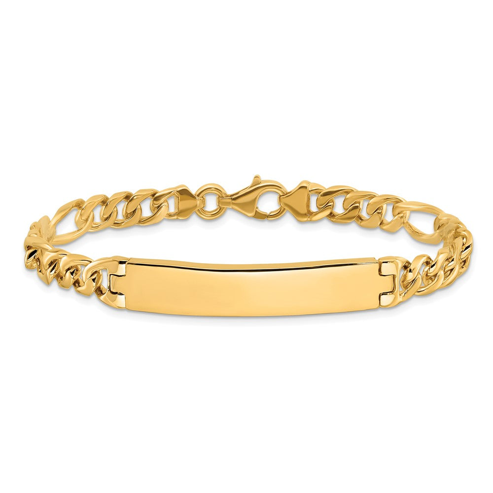 14K Gelbgold Hand Poliert Massiv Kette/solid Platte Figaro Glieder 44x8.5mm 8 Zoll Id Armband