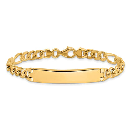 14K Gelbgold Hand Poliert Massiv Kette/solid Platte Figaro Glieder 44x8.5mm 8 Zoll Id Armband
