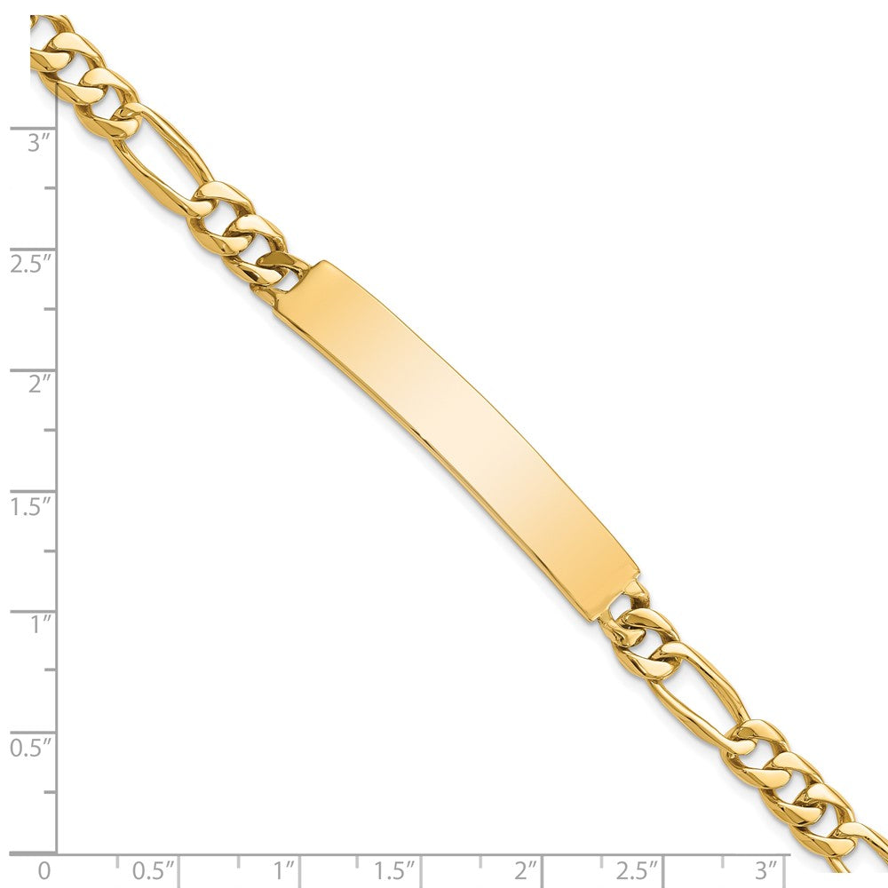 14K Gelbgold Hand Poliert Massiv Kette/solid Platte Figaro Glieder 44x8.5mm 8 Zoll Id Armband