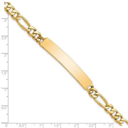 14K Gelbgold Hand Poliert Massiv Kette/solid Platte Figaro Glieder 44x8.5mm 8 Zoll Id Armband