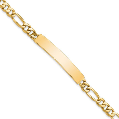 14K Gelbgold Hand Poliert Massiv Kette/solid Platte Figaro Glieder 44x8.5mm 8 Zoll Id Armband
