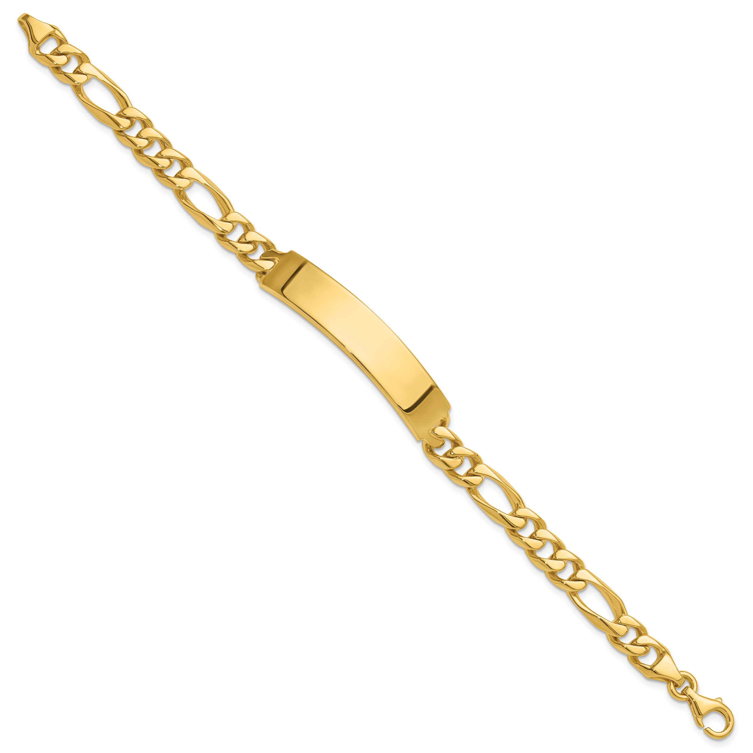14K Gelbgold Hand Poliert Massiv Kette/solid Platte Figaro Glieder 47x9mm 8 Zoll Id Armband
