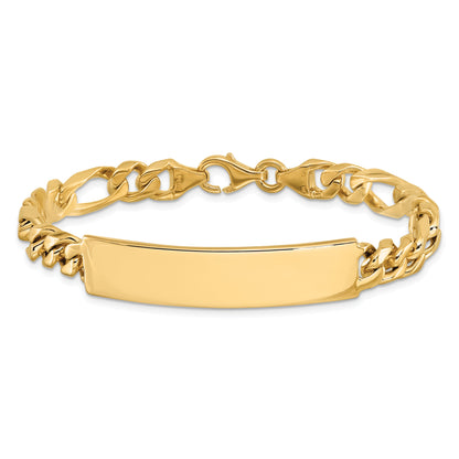 14K Gelbgold Hand Poliert Massiv Kette/solid Platte Figaro Glieder 47x9mm 8 Zoll Id Armband