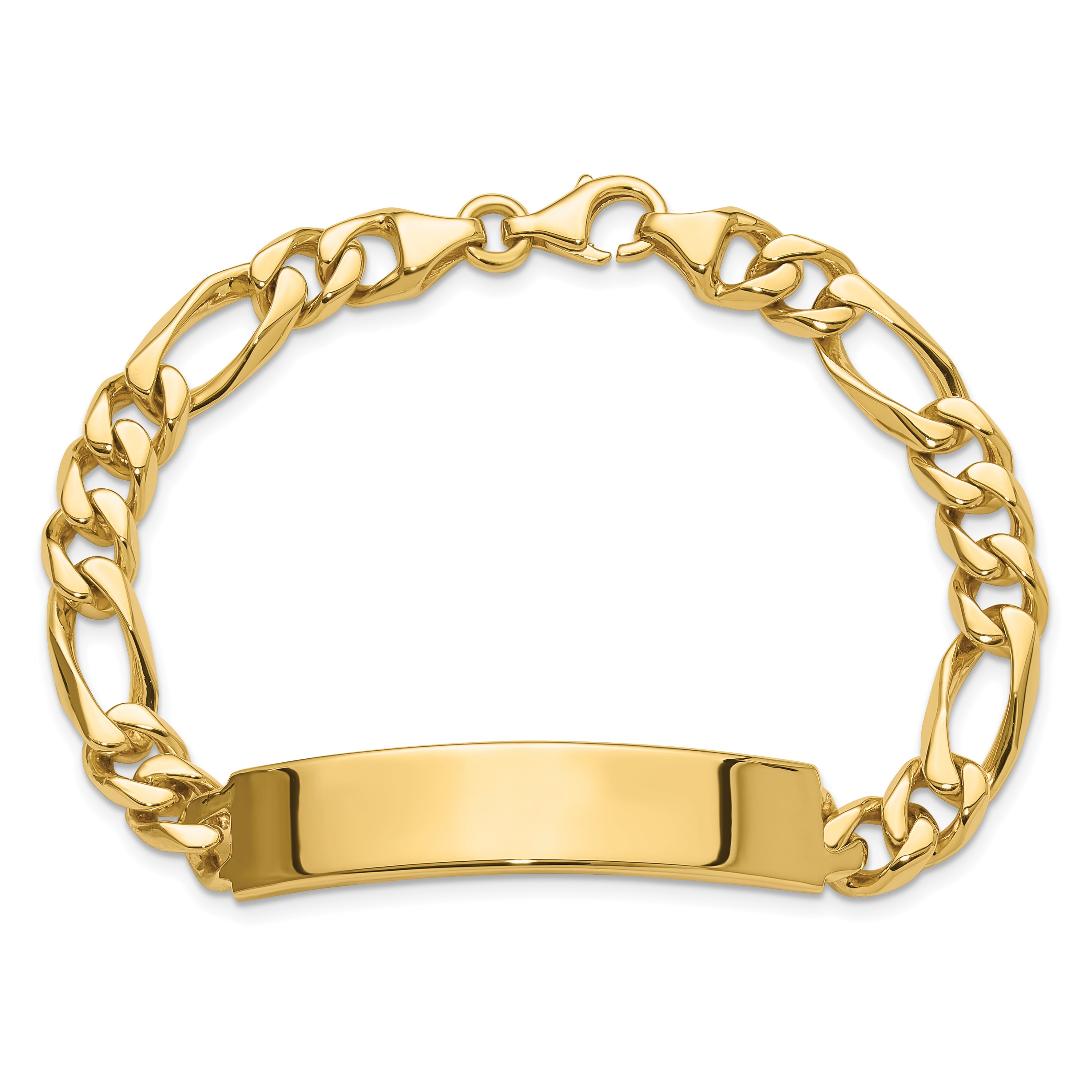 14K Gelbgold Hand Poliert Massiv Kette/solid Platte Figaro Glieder 47x9mm 8 Zoll Id Armband